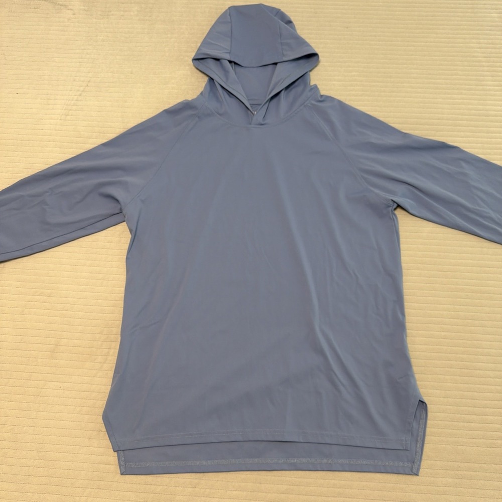 Fioboc Hoodie Mens Large Blue Nylon Spandex Performance Lightweight Pullover - Picture 2 of 6